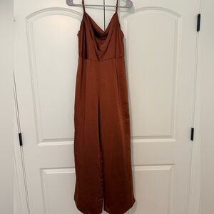 Elegant Rust Cowl Neck Jumpsuit